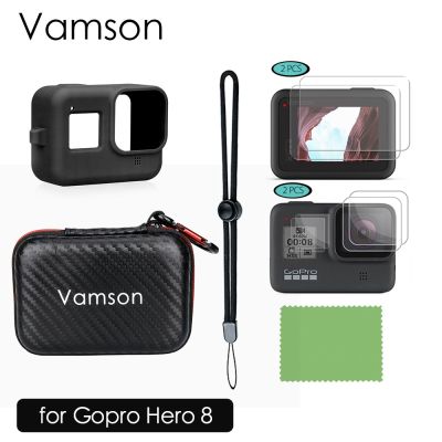 Accessories Kit for GoPro Hero 8 Black Bundle Includes Black Carrying Case+Tempered Glass Screen Protector VP814