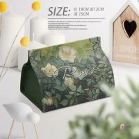 NEW Leather Tissue Paper Boxes Case for Car Home Living Room Decoration Desktop Floral Oil Painting Storage Box Napkin Holder Tissue Holders