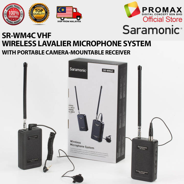 Saramonic SR-WM4C VHF WIRELESS LAVALIER MICROPHONE SYSTEM WITH PORTABLE ...