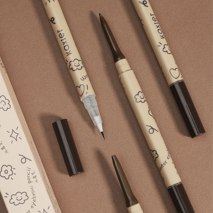 ดินสอคิ้วกันน้ำสักคิ้วยาวคงทน24ชม-ปากกาเขียนคิ้วทึบหัวปากกาคู่เขียนคิ้วบางเฉียบ