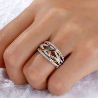 Silver Plated Infinity Love Ring Shining Cubic Zircon Bowknot Letter 8 Eternity Promise Jewelry for Woman Girlfriend