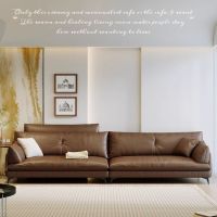 Experience the Best of Vintage Minimalism with our Italian Sofa in Genuine Leather and Top Layer Cowhide, Featuring Straight High Feet - Perfect for Classy and Elegant Home Decor