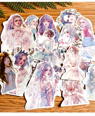 hot！【DT】▪♙  36PCS Watercolor fantasy girl Stickers Crafts And Scrapbooking stickers book Student label kids toys