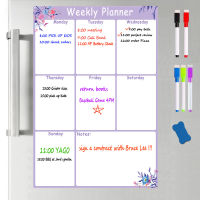 Magnetic Dry-erase Calendar Board for Fridge Monthly Calendar Whiteboard for Refrigerator White Board Menu Weekly Planner Sheet