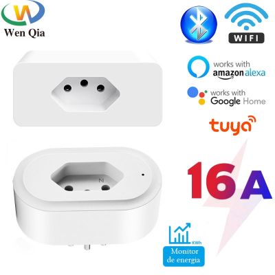 【NEW Popular】 Wifi Tuya SmartBrazil 16A มาตรฐาน220V PlugLife เต้าเสียบไฟฟ้าระยะไกลจับเวลาการทำงานด้วยเสียงกับ AlexaHome