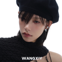 WANGXIY มูนสโตนหูคลิปต่างหูสตั๊ดห่วงโซ่ชิ้นเดียวความผิดปกติทางเรขาคณิตต่างหูหญิง