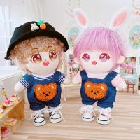 Brown Bear Denim Overalls Suit 20cm Doll Clothes Cotton Doll Replacement Accessories Suspender Pants Cartoon Plush Supplies