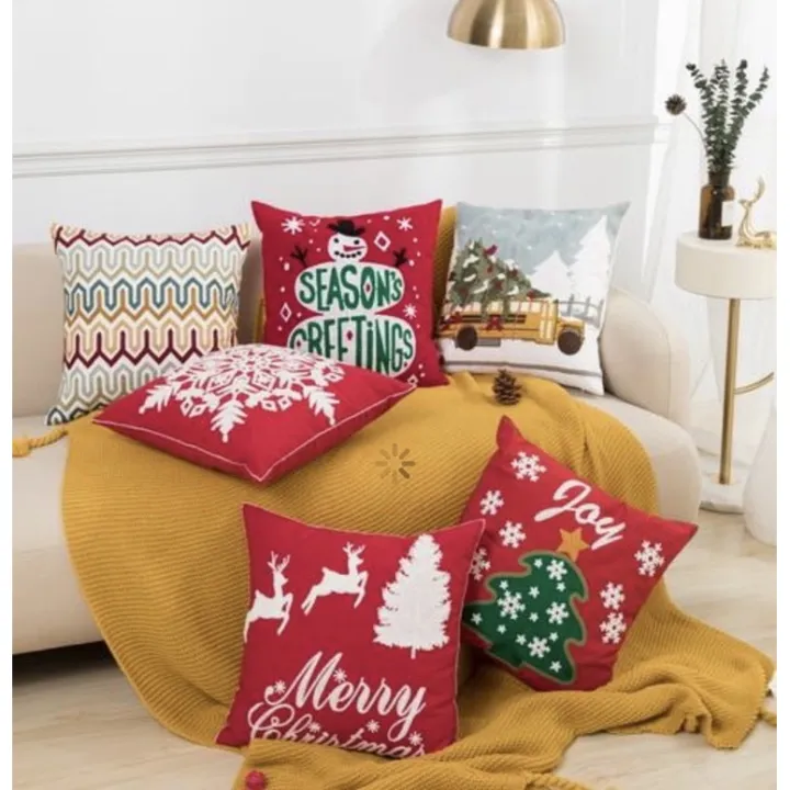 Embroidered Christmas pillow case Lazada PH