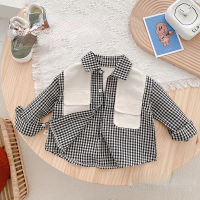 Spring autumn uni baby patchwork plaid shirt kids Korean style casual shirts