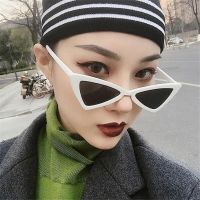 【CW】Women Tinted Cateye Sunglasses Vintage Narrow Inverted Triangle Glasses Small Cat Eye Sunglasses UV400 Glasses