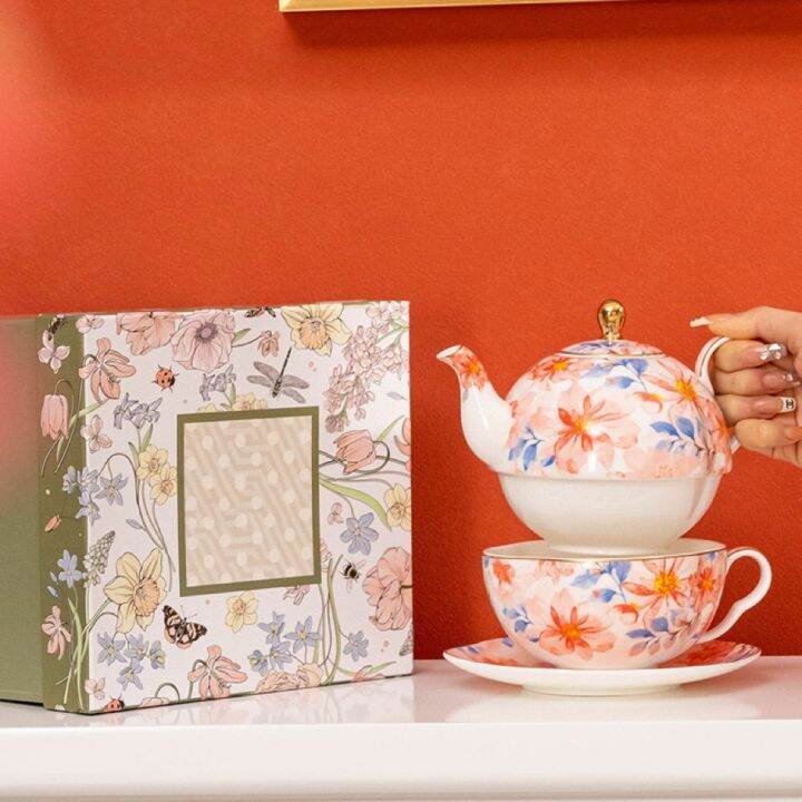 Luxury Tea Set Flower Shadow Series Bone China Petal Line Mother Pot