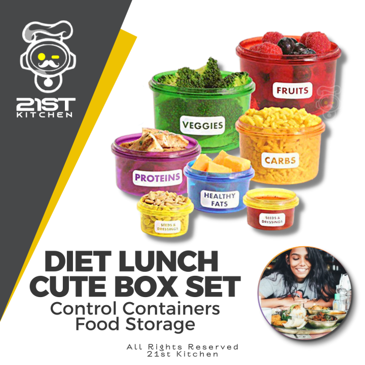 Diet Perfect Portion Food Containers 7 Set Food Storage With label