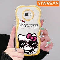 YIWESAN เคสป้องกัน J2นิ่มลายการ์ตูน J7 Prime 2 J7ปลอกสำหรับ Samsung Kitty ลายคลื่นเนื้อครีมกรอบป้องกันซิลิกาเจลโปร่งใสลายกล้องถ่ายรูปเก๋ไก๋