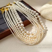 Beige Pearl Necklace For Women  Vintage Jewelry Mother Girlfriend Gift