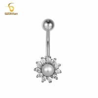 【CW】 16G Titanium Navel Piercing Micromounting Zircons Belly Barbell for Jewelry Beach Accessory