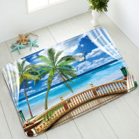 Non-Slip Bath Mat 3D Window Ocean Scenery Bedroom Kitchen Doormat Foot Pads Absorbent Car Corridor Balcony Rug Home Decor