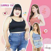 ?SALE?Summer Top เสื้อครอป เสื้อสาวอวบ ซับใน 2 ชั้น หน้าอก 35-50 นิ้ว พร้อมส่ง สายเดี่ยวสปาเก็ตตี้เส้นคู่#484