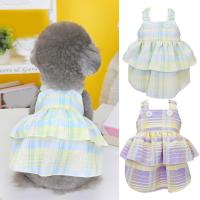 Pet Dress Comfortable Color Matching Plaid Skin-touch Soft Washable Photograph Prop Polyester Layered Hem Dog Dress Pet Supplies Dresses