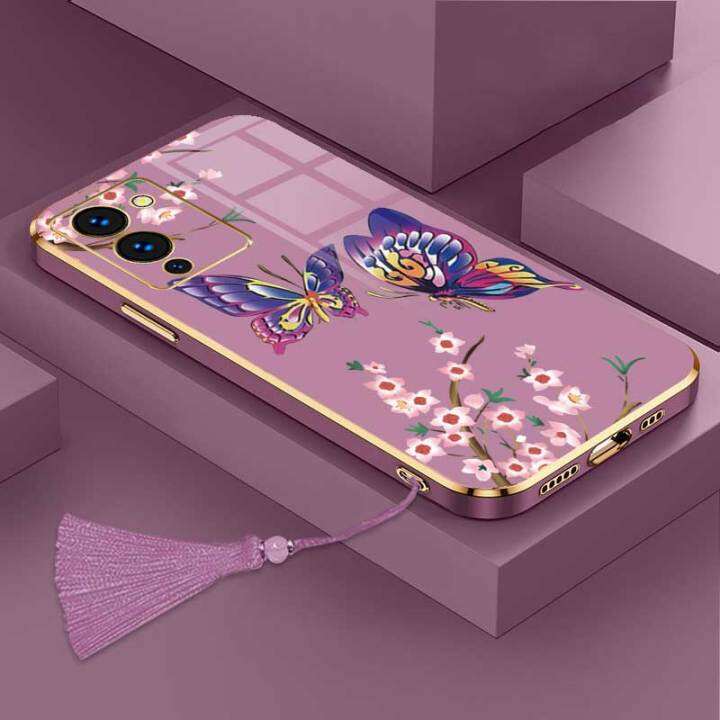 เคสสำหรับ-infinix-note-12-g96หรูหราผีเสื้อสวยงามพร้อมกล้องดอกไม้เคสโทรศัพท์ขอบชุบเคสซิลิโคนนิ่มพร้อมฟรีสายคล้อง