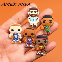 Novel Single Sale Basketball Player Shoe Charms Accessories PVC Football Player Shoe Decoration fit croc jibz Kid 39;s X-mas Gifts