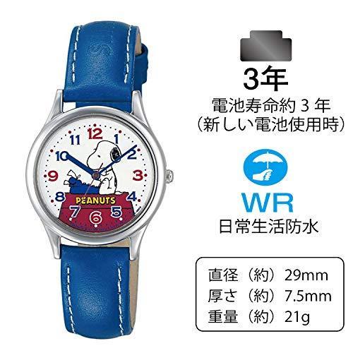 citizen-q-amp-q-นาฬิกาอะนาล็อกsnoopyกันน้ำสายหนังผู้หญิงสีฟ้า