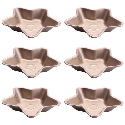 6Pcs Carbon Steel Non-Stick Star-Shaped Cake Mold, Egg Tart Pan, Quiche Pan, Cake Baking Tools