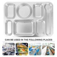 1pc Stainless Steel Divided Plate Durable 7 Sections Food Serving Tray (Silver)