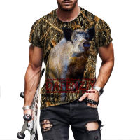 2023 newCamouflage Hunting Animals Wild Boar 3d Printed T Shirt Fashion Leisure Mens Tshirt Unisex Street Pullover Short Sleeve Tee