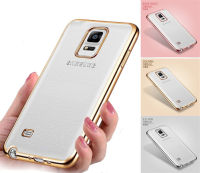 สำหรับ Samsung Galaxy Note 4 SMN910F N910G N910H N910U ทีพียูอ่อนและยืดหยุ่นเคสเยลลี่คริสตัลใสกลับโลหะหรูหรา Luster Edge ฝาครอบโทรศัพท์