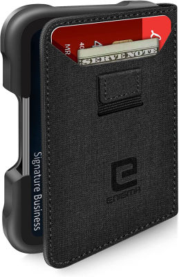 ENIGMA Dapper PU Leather Bifold Front Pocket Slim Wallet for Men, Aluminum Metal TravelRFID Blocking Card Holder Money Clip, Ideal Mens Gift Black