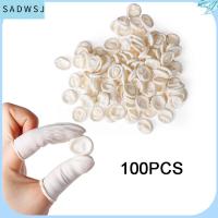 SADWSJ 100PCS เป็นธรรมชาติ เครื่องมือทำเล็บ น้ำยาง ถุงมือป้องกัน เตียงเด็ก ถุงมือยาง ปลอกนิ้ว