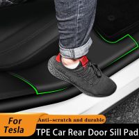 ❍❈ Car Rear Door Sill Pads For Tesla Model Y 2022 Car interior TPE Anti-dirty Protective Cover Mats Tesla Model Y 2023 Accessories