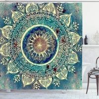 【CW】♕✳۩  Mandala Fabric Shower Curtain Set with Hooks