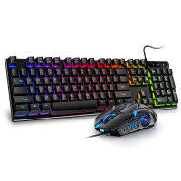 Gamer คีย์บอร์ดแบบมีสายเมาส์ Combo 104 Keycaps ผสม RGB Rainbow Backlit คีย์บอร์ดกันน้ำเหมาะสำหรับ PC Gamer แล็ปท็อปทำงาน