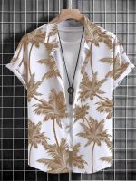 Hawaiian 3D Coconut Tree Top Mens Summer Beach Casual Clothing Street Outdoor Party Mens Shirt Loose Breathable Mens Clothing