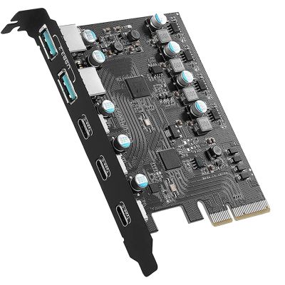 PCIe to USB 3.2 Gen 2 Adapter Card Black Expansion Card Plastic Expansion Card PCI Express Expansion Card PCI-E Add on Cards Riser for PC Windows 10/8/7 and MAC