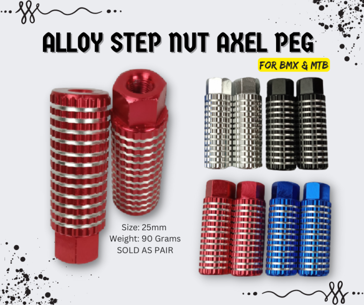 Bicycle Step Nut Alloy Axel Foot Peg Balance Bar Step nut 1 PAIR Foot