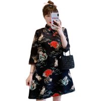 【CW】 2021 New Plus Size M-4XL Casual Party Loose Fashion Modern Cheongsam Dress Women Short Sleeve Qipao Traditional Chinese Clothes