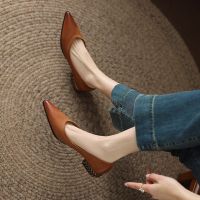 retro -rubbed ted toe low-heel sgle shoes womens 23 sprg new comfor soft ler thick-heeled low-heel sgle shoes -GGX23722۩ஐ