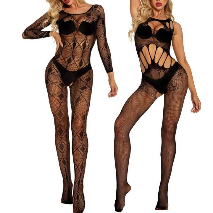 Hollow Qut Sleepwear Lingerie Jumpsuit Stocking Women Sexy Underwear