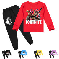 Fortnites ชุดเสื้อยืดกางเกงแขนยาวสำหรับเด็กผู้ชายเด็กผู้หญิง,ชุดเสื้อยืดคอกลมแขนยาวใส่ได้ทุกโอกาสสำหรับเด็กฤดูใบไม้ผลิฤดูใบไม้ร่วง Y039ชุด2ชิ้นสำหรับนักวิ่ง