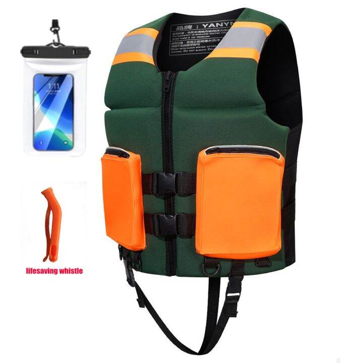 new-adult-neoprene-life-jacket-professional-kayak-fishing-multi-pocket-buoyancy-vest-surf-swimming-safety-reflective-life-jacket-life-jackets