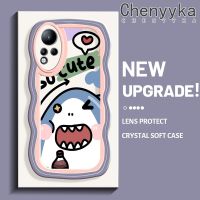 Chenyyka เคสสำหรับ Infinix Note 11 เคสการ์ตูตูน ฉลามน่ารักใหม่มาการองคอลอว์คลื่นขอบนุ่มเคสมือถือกันกระแทกใสที่สร้างสรรค์เคสโปร่งใส กล้องถ่ายรูปซิลิก้าเจลฝาครอบป้องกัน