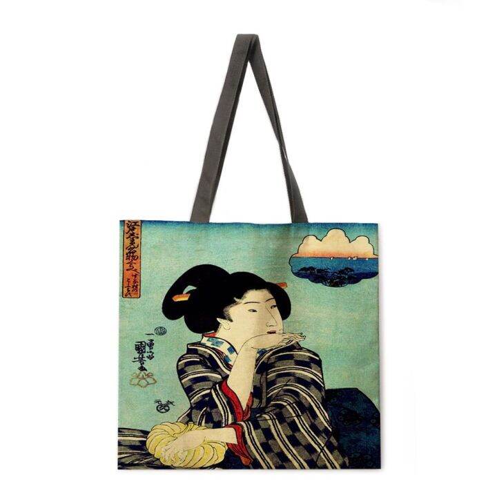 japanese-style-ukiyoe-print-tote-bag-linen-fabric-bag-casual-folding-shopping-bag-outdoor-beach-bag-everyday-handbag