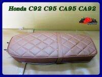 HONDA C92 C95 CA95​ CA92​ COMPLETE DOUBLE SEAT "BROWN" DIAMOND CUT STITCH STYLE "CHROME" TRIM // เบาะ เบาะรถมอเตอร์ไซค์ สีน้ำตาล เย็บลายข้าวหลามตัด ขอบโครเมี่ยม