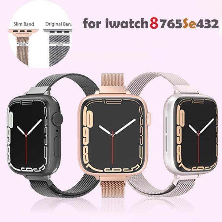 สายลูปแม่เหล็กสำหรับสายคาด-apple-watch-สแตนเลสสร้อยข้อมือเหล็ก-i-watch-series-3-4-5-6-se-7-8-40มม-44มม-45มม-41มม-42มม-38มม-49มม