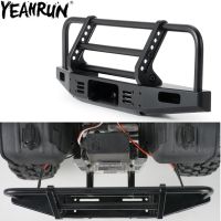 YEAHRUN กันชนหน้า TRX4กันชนโลหะปรับขนาดได้พร้อมไฟ LED สำหรับป้องกัน TRX-4ชิ้นส่วนอัพเกรดรถยนต์1/10ตีนตะขาบ RC