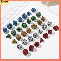 BRAIN 35Pcs D4 D6 D8 D10 D12 D20 Polyhedral 5สี ลูกเต๋า อุปกรณ์เสริมเกม Iidescent ชุดลูกเต๋า