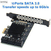 Chia Mining SATA PCIE อะแดปเตอร์1X 610พอร์ต PCI-E X1 SATA 3.0 6Gbps Riser การ์ดขยายสำหรับเดสก์ท็อปพีซีคอมพิวเตอร์เพิ่มการ์ด