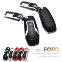 ►✼ New 3 Button Cowhide Leather Car Remote Key Case Fob Cover For Ford Mondeo Forex